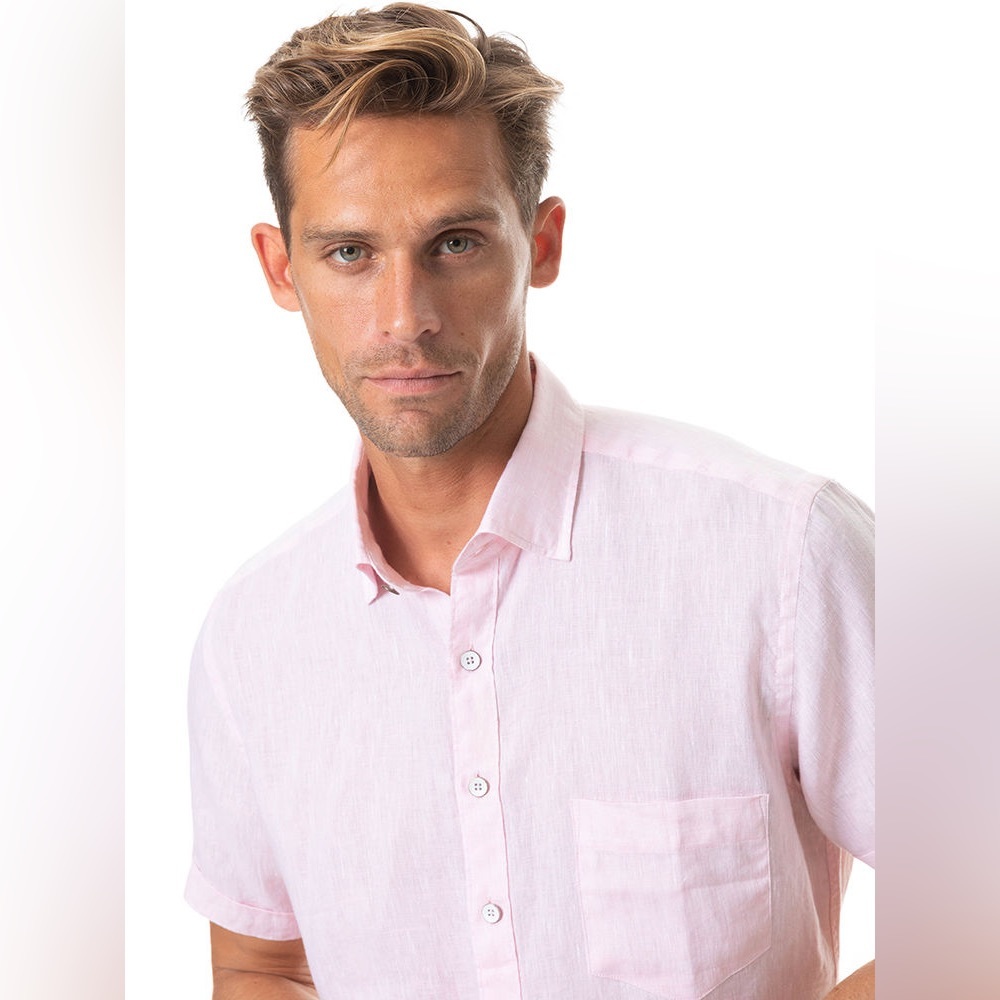 New Rodd & Gunn Pink Linen Shirt. Size 2XL.